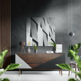 Geometric Buildings Brushed Aluminium Dibond Wall Art.